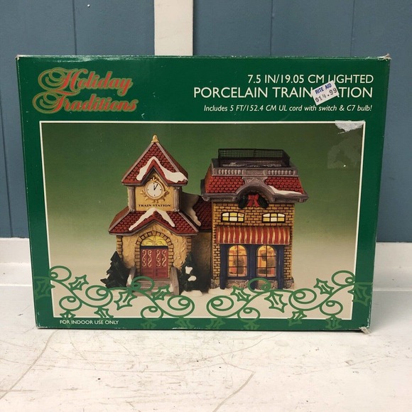 Holiday Traditions Porcelain Train Station‎ Lighted 5 Ft UL Cord Switch - Picture 1 of 4